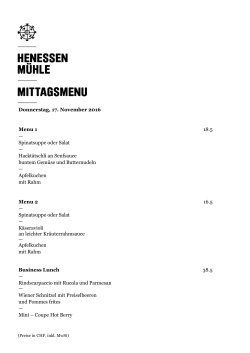 Donnerstag, 17. November 2016 Menu 1 18.5 &mdash; Spinatsuppe oder