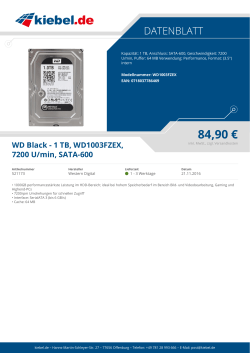 WD Black - 1 TB, WD1003FZEX, 7200 U/min, SATA-600