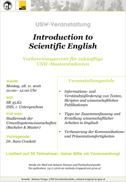 Introduction to Scientific English USW