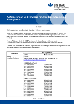 Absaugbohrer Anforderungen und Hinweise