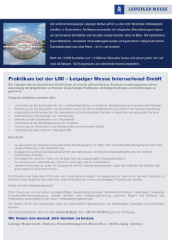 Praktikum bei der LMI – Leipziger Messe International GmbH