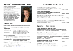 Dipl.-P&auml;d.in Gabriele Zau&szlig;inger / Wien: ANGEBOT: Aktuelles 2016