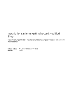 Installationsanleitung f&uuml;r Wirecard Modified Shop