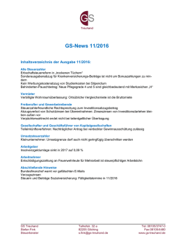 GS-Newsletter - GS Treuhand Steuerberatung
