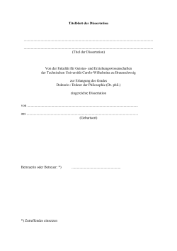 Titelblatt der Dissertation - Technische Universität Braunschweig