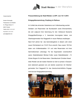 Pressemitteilung der Stadt Weiden idOPf. vom 18.11.2016