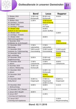 Gottesdienste in unseren Gemeinden Berel Lesse Reppner
