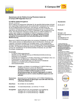 E-CHECK Auffrischungskurs Kurstermin - Elektro