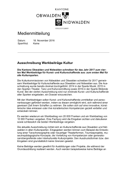 Ausschreibung Werkbeiträge Kultur