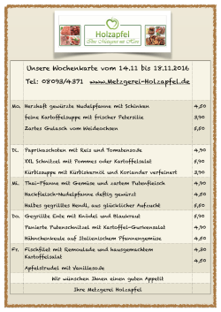 Wochenkarte KW 46/2016 - Metzgerei Holzapfel GmbH