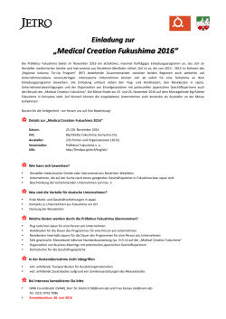 Einladung zur „Medical Creation Fukushima 2016“