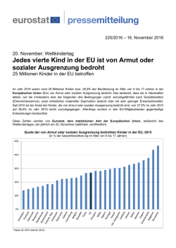 Jedes vierte Kind in der EU ist von Armut oder sozialer