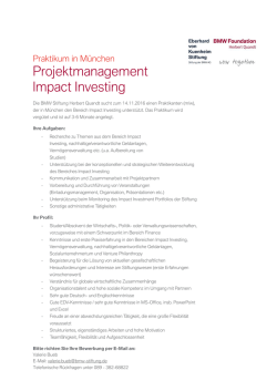 Praktikum Impact Investing - BMW Stiftung Herbert Quandt