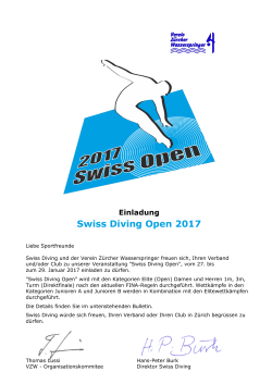 Einladung Swiss Diving Open 2017
