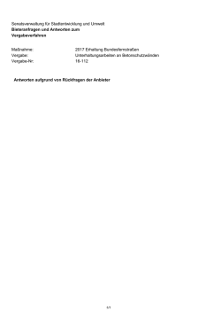 Senatsverwaltung für Stadtentwicklung und Umwelt Bieteranfragen