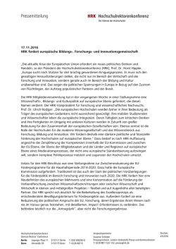 HRK Hochschulrektorenkonferenz Pressemitteilung