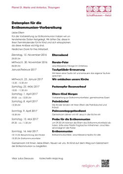 Datenplan zur Erstkommunion