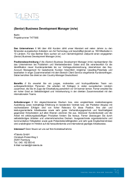 (Senior) Business Development Manager (m/w)