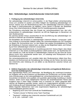 Selbstständiger, bedarfsdeckender Unterricht