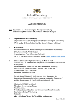 Ausschreibung - Ministerium für Umwelt, Klima und