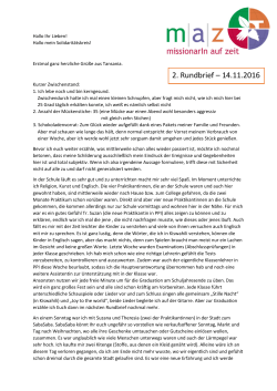 Katharina Saß Rundbrief vom 14.11.16