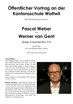 Öffentlicher Vortrag an der Kantonsschule Wattwil Pascal Weber