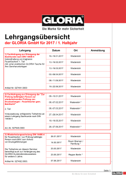 GLORIA Lehrgangs&uuml;bersicht 2017