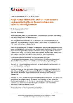 Katja Rathje-Hoffmann: TOP 21 - Gesetzliche und gesellschaftliche