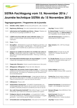 SISTRA-Fachtagung vom 15. November 2016