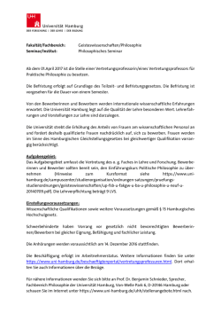 Vertretungsprofessur f&uuml;r Praktische Philosophie