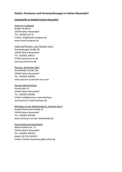 Hotels, Pensionen und Ferienwohnungen in Hohen Neuendorf