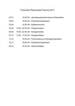 Feste Termine 2017 - Freisch&uuml;tz Pfannenstiel