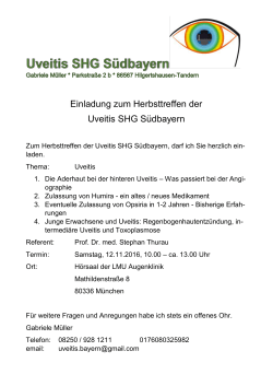 Einladung zum Herbsttreffen der Uveitis SHG Südbayern