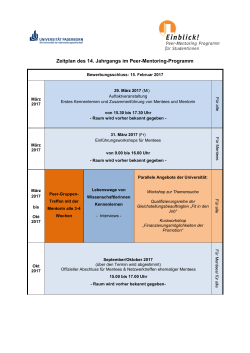Zeitplan des 14. Jahrgangs im Peer-Mentoring
