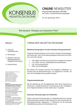 Newsletter Konsensus Heilmittelökonomie November 2016