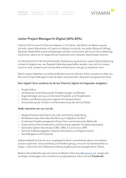 Junior Project Manager/in Digital (60%-80%)