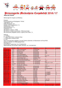 Prinzengarde Meckenheim Corpsbefehl 2016/17