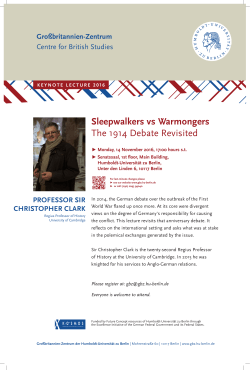 sleepwalkers vs Warmongers The 1914 Debate Revisited