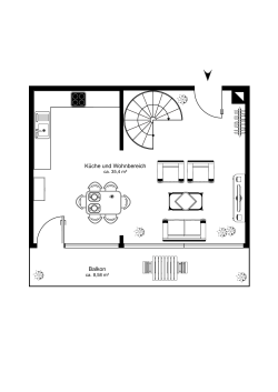 Küche und Wohnbereich Balkon