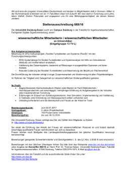 Stellenausschreibung 668/16 wissenschaftliche Mitarbeiterin