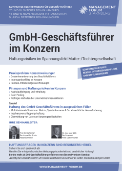GmbH-Geschäftsführer im Konzern - Management Forum Starnberg GmbH