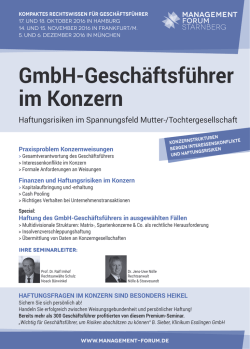 GmbH-Gesch&auml;ftsf&uuml;hrer im Konzern - Management Forum Starnberg GmbH