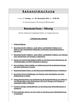 Bauausschuss Sitzung 18.11.2016 Tagesordnung
