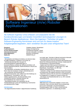 Software Ingenieur (m/w) Roboter Applikationen