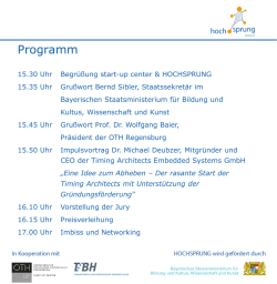 Programm Prämierungsfeier am 16.11.2016 an der OTH Regensburg
