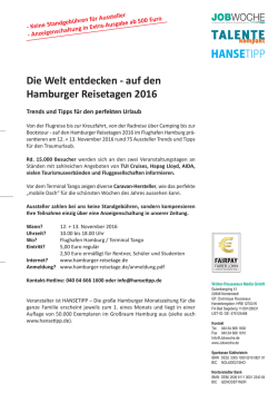 Die Welt entdecken - auf den Hamburger Reisetagen 2016