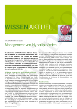 ESC/EAS-Richtlinien 2016 Management von Hyperlipidämien