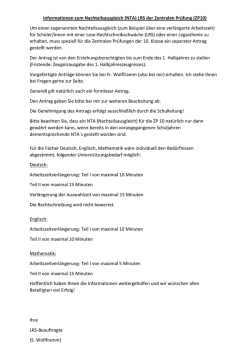 Informationen zum Nachteilsausgleich (NTA) LRS der Zentralen