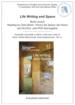 Life Writing and Space - the Department of English and American