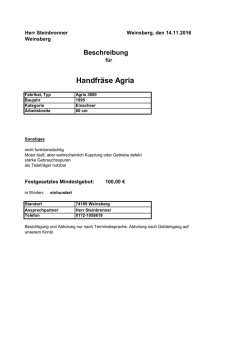 Handfr&auml;se Agria - Zoll